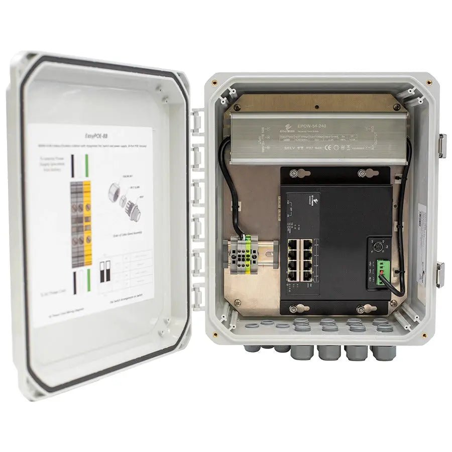 EtherWAN EasyPoE Lite Series NEMA-Rated Indoor/Outdoor Complete Security Cabinet Solution