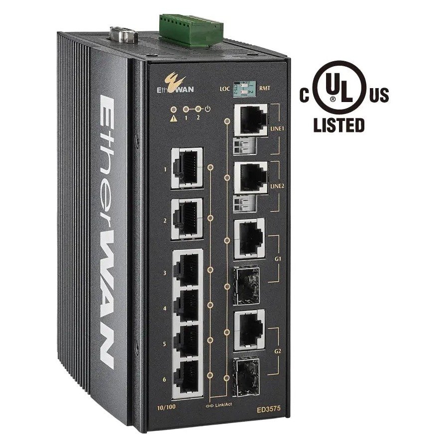 EtherWAN Industrial Ethernet Switch Extender 10-Port Hardened SFP