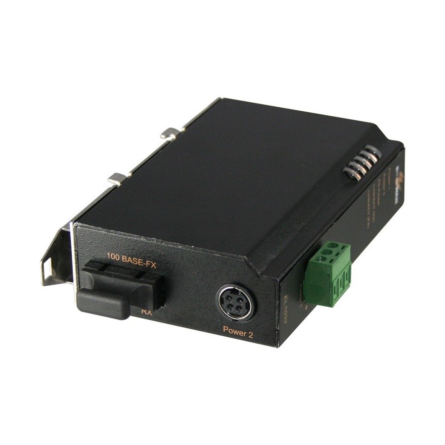 EtherWAN EL1032T 10/100BASE-TX to 100BASE-FX Industrial Media Converter with IEEE 802.3af 15.4W and IEEE 802.3at 30W PoE/PSE