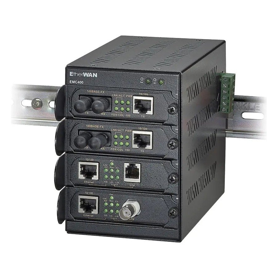 EtherWAN EMC400 Series - 4-Slot Din-Rail Media Converter Chassis