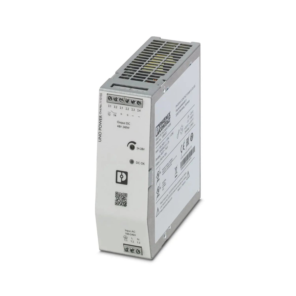 EtherWAN EPHX-48-240 Industrial DIN-Rail Power Supply 42-56VDC 240W