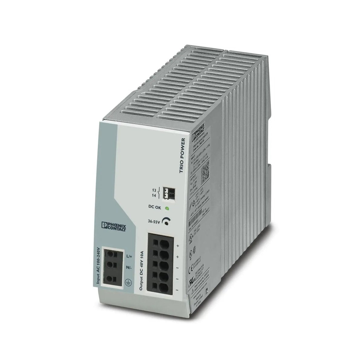 EtherWAN EPHX-48-480 Industrial DIN-Rail Power Supply 36-55VDC 480W