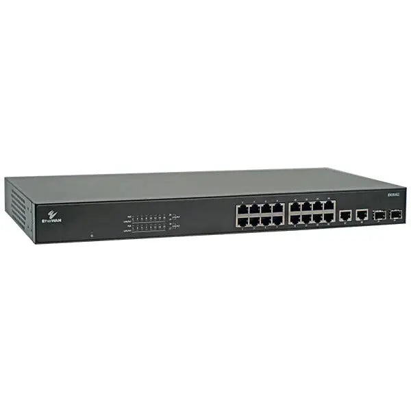 EtherWAN EX19162A Unmanaged 16-Port Gigabit PoE Ethernet Switch with 2-Port SFP and 2-Port RJ45 - view 2