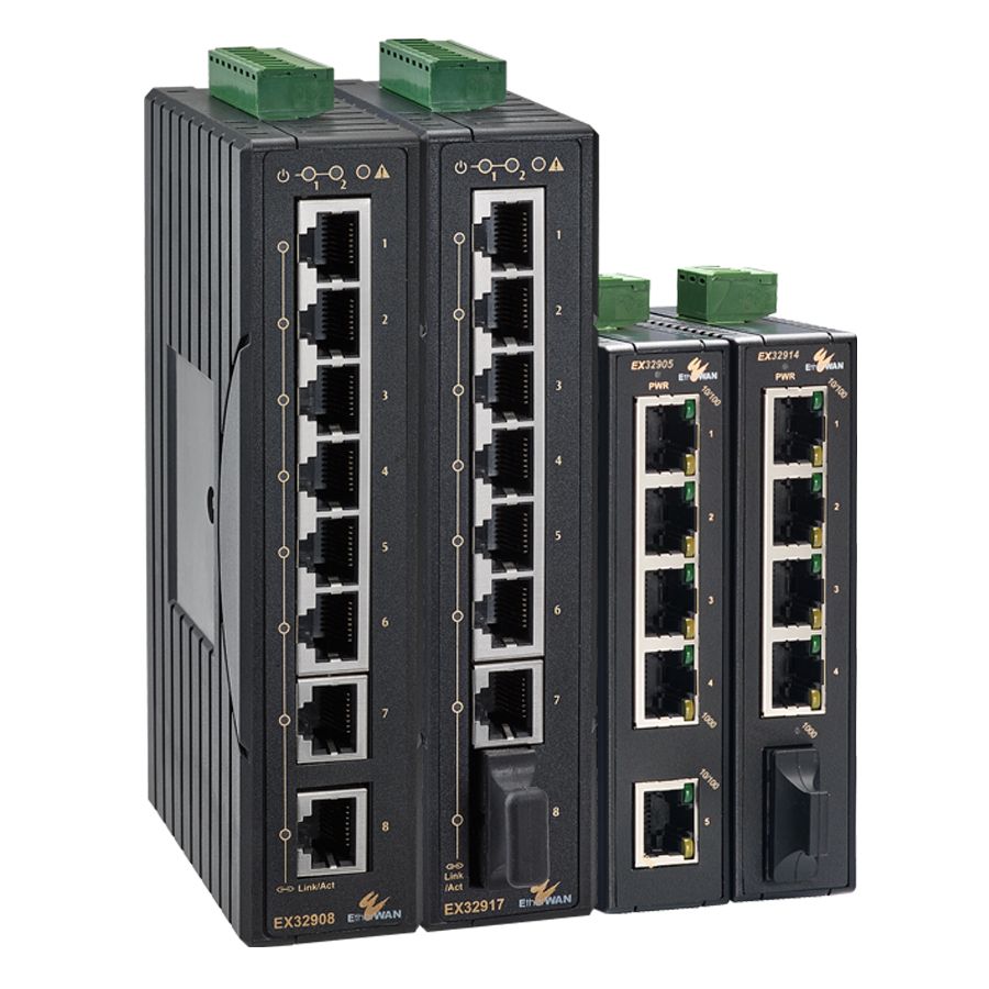 EtherWAN EX32008 Industrial Unmanaged 5 to 8-Port Gigabit and 1-Port 1000BASE-X Ethernet Switch