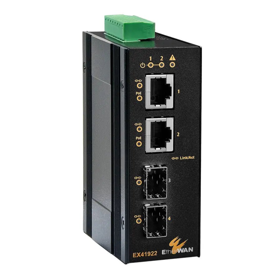 EtherWAN EX41922-T Hardened Unmanaged 4-Port Gigabit PoE & 2-Port SFP Ethernet Switch
