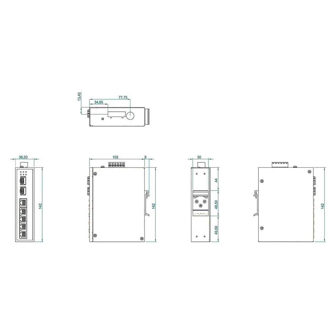 EtherWAN EX42395AT Hardened Unmanaged 4-Port Gigabit PoE & 2-Port Gigabit SFP/RJ45 Combo Ethernet Switch - view 2