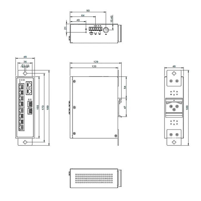 EtherWAN EX46910 Hardened Unmanaged 8-Port Gigabit PoE and 2-Port Gigabit RJ45/SFP Combo Ethernet Switch - view 2