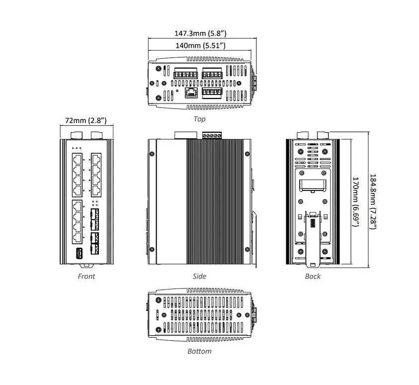 EtherWAN EX73900X Series Hardened Managed 12-Port Gigabit and 4-Port 10G SFP+ Ethernet Switch - view 4