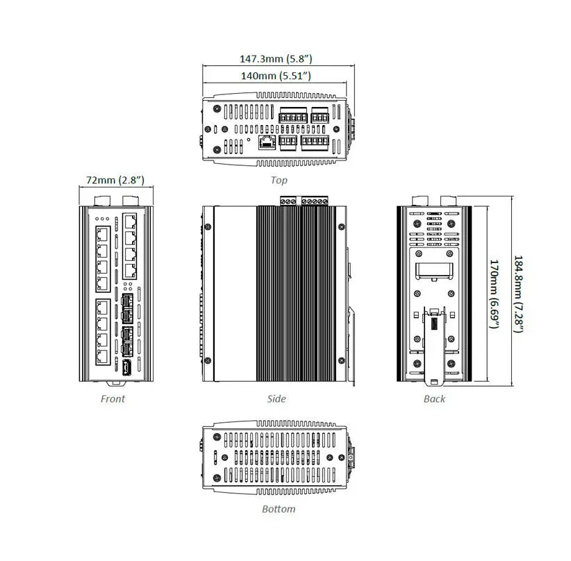 EtherWAN EX78900X Series Hardened Managed 12-Port Gigabit PoE and 4-Port 10G SFP+ Ethernet Switch - view 4