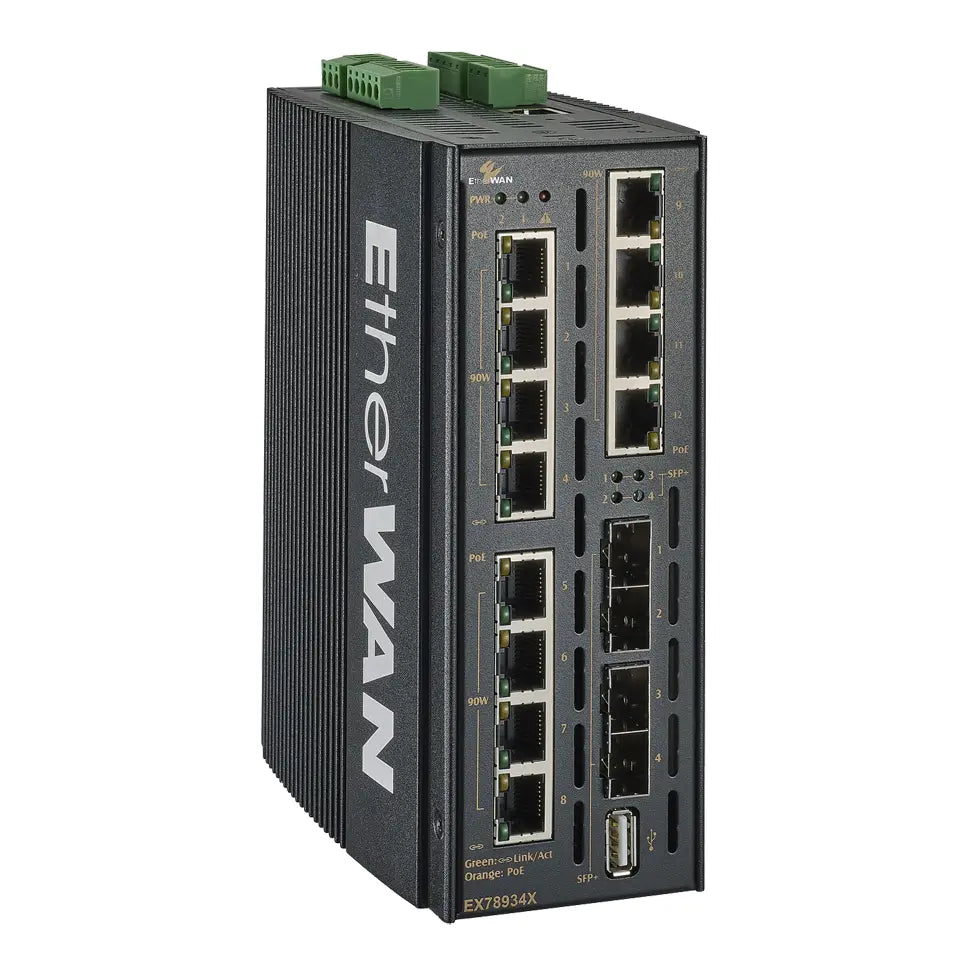 EtherWAN EX78900X Hardened Managed Gigabit PoE and 10G SFP+ Ethernet Switch