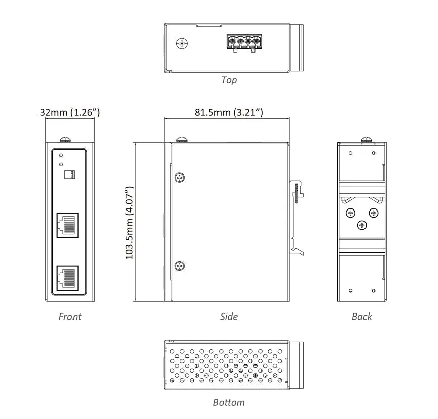 EtherWAN PoE-Powered Power Supply (SPL90BT) Hardened PoE-Powered Power Supply - view 2