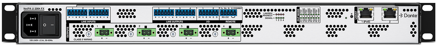 Extron NetPA U 2004 FX Four Channel Configurable Output Amplifier with Dante and DSP<br>200 Watts Per Channel - view 3