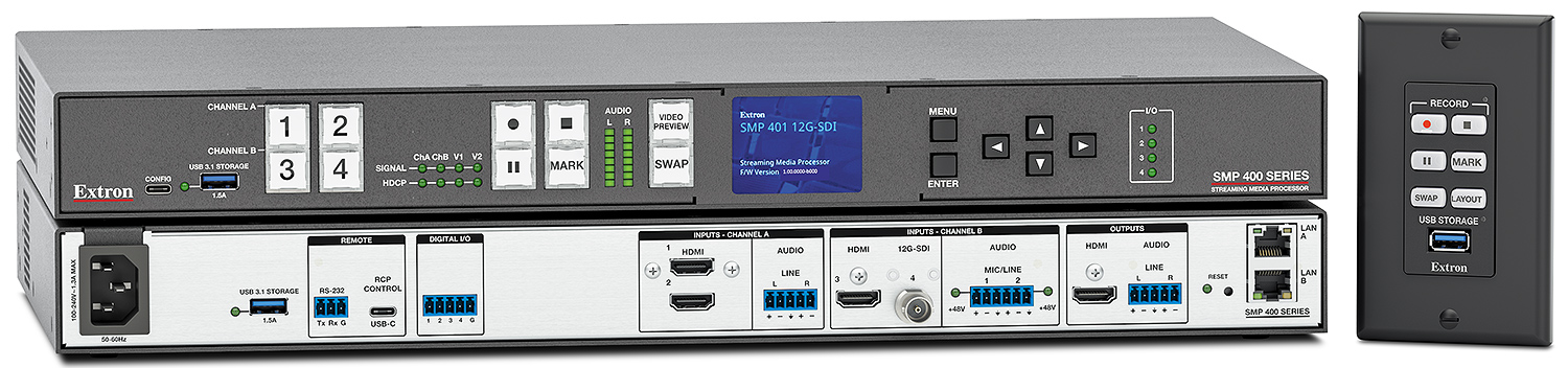 Extron SMP 401 Multi-Channel 4K Recording and Streaming Media Processor - view 3