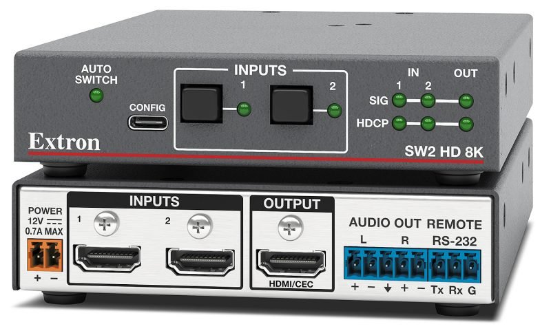 Extron SW2 HD 8K Two Input 8K HDMI Switcher with Audio De-embedding