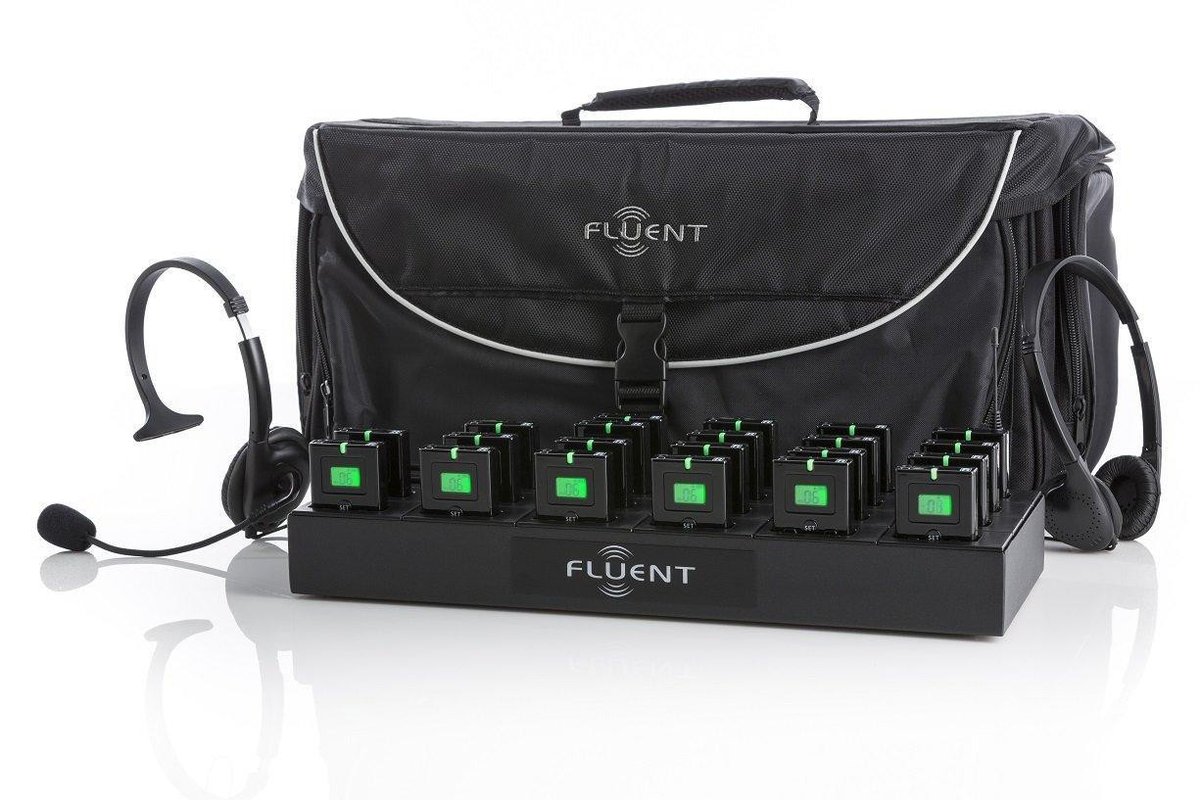 Fluent Audio FA-2L900M2-20 900 MHz Tour Guide System, 2 Transmitters, 20 Listeners