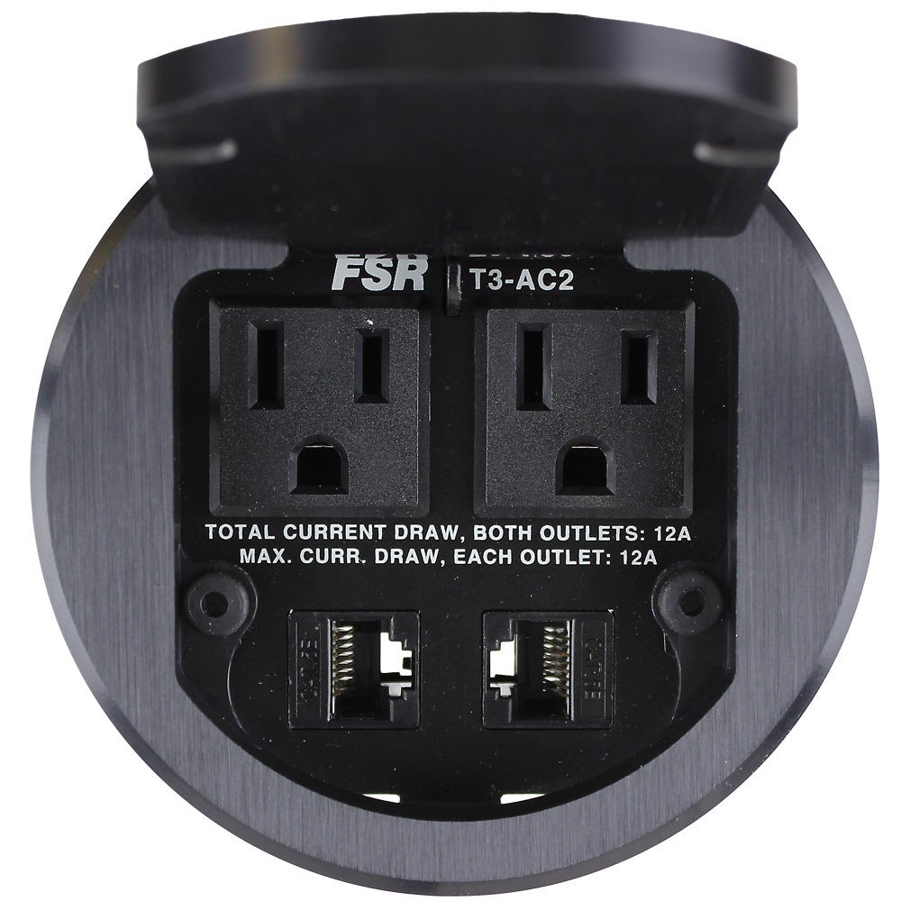 FSR T3-AC2 Table Box with 2 Keystone Connectors & 2 AC Outlets - view 2