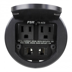 FSR T3-AC2 Table Box with 2 Keystone Connectors & 2 AC Outlets
