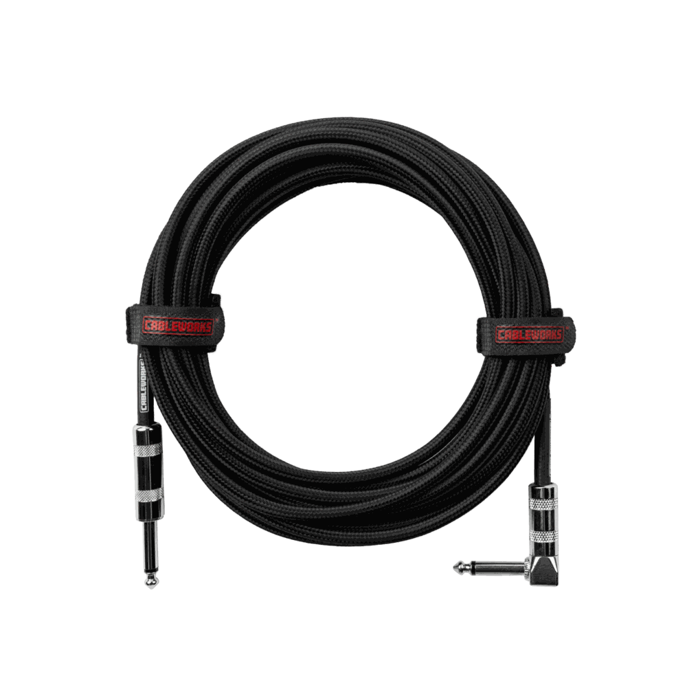 Gator Backline Series 10 Foot Strt to RA Braided Instrument Cable, Black on Black - view 2