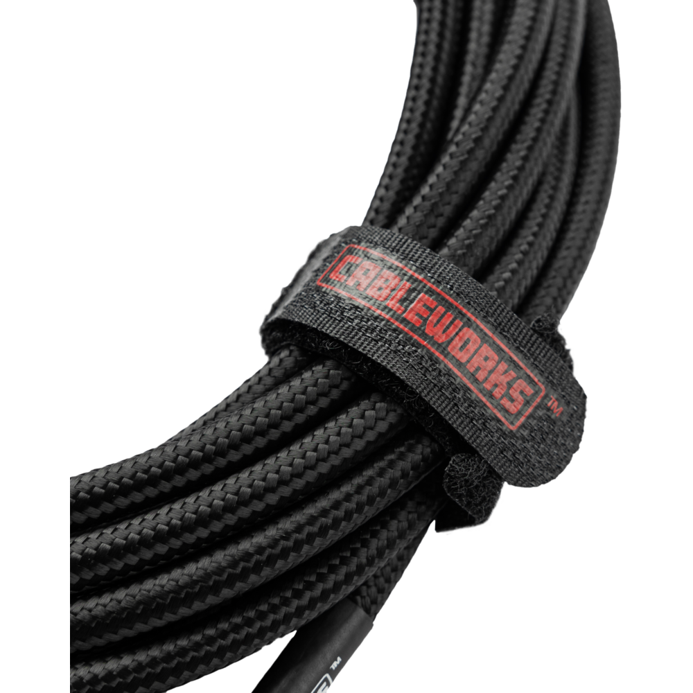 Gator Backline Series 10 Foot Strt to RA Braided Instrument Cable, Black on Black - view 3