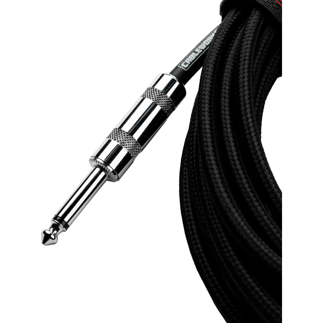 Gator Backline Series 10 Foot Strt to RA Braided Instrument Cable, Black on Black - view 5