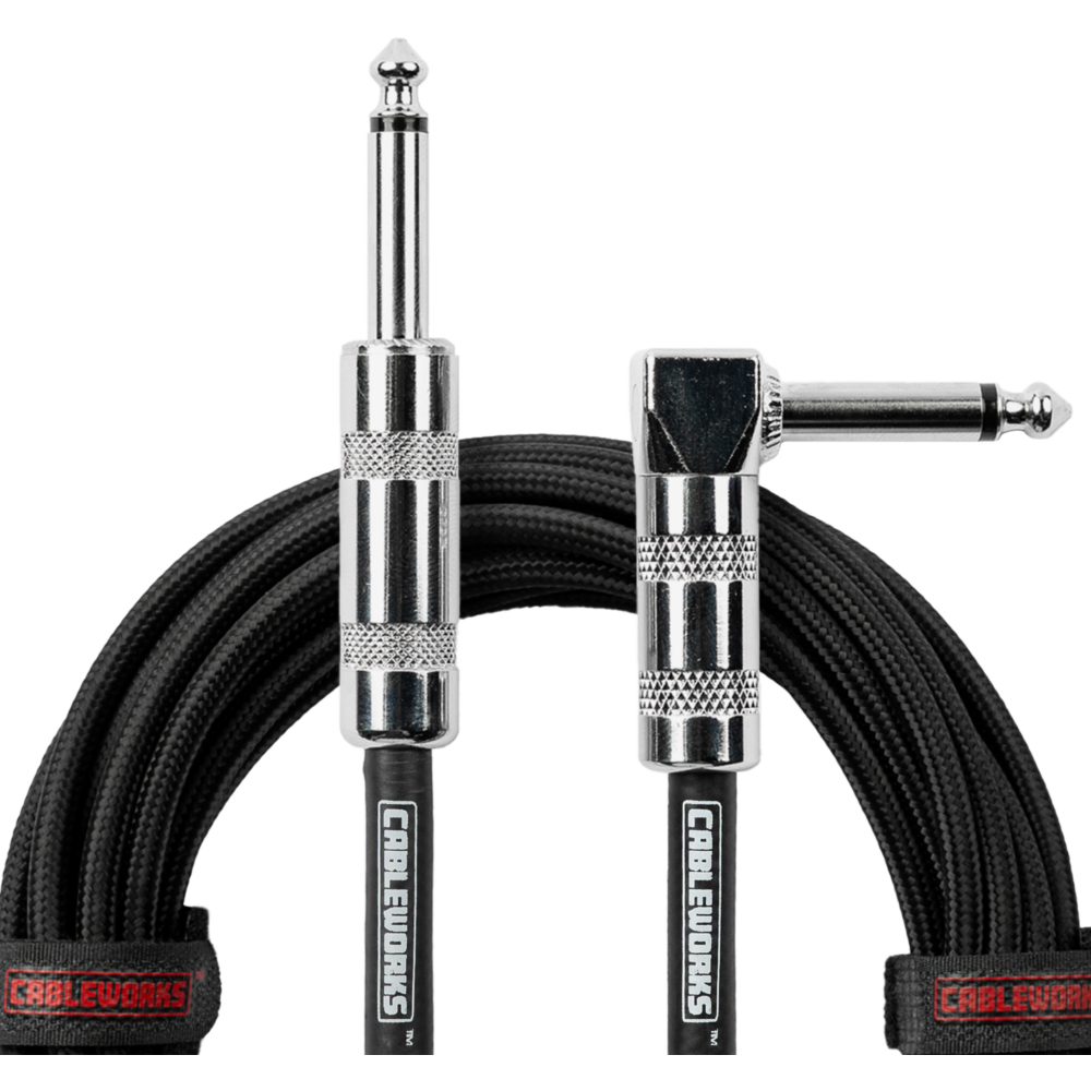 Gator Backline Series 10 Foot Strt to RA Braided Instrument Cable, Black on Black - view 8