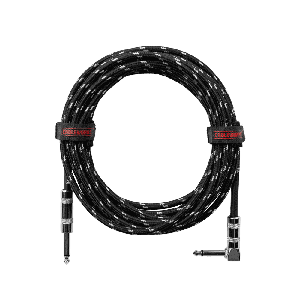 Gator Backline Series 10 Foot Strt to RA Braided Instrument Cable, Black and Grey - view 2