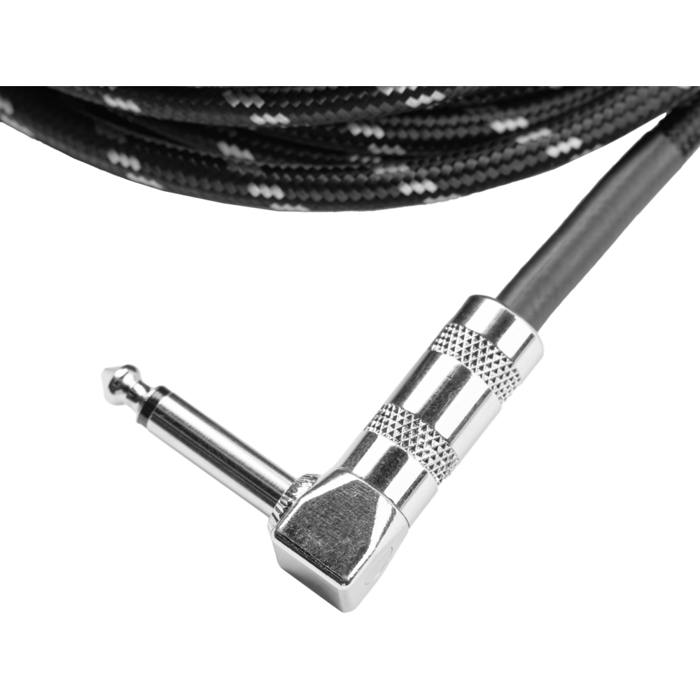 Gator Backline Series 10 Foot Strt to RA Braided Instrument Cable, Black and Grey - view 4