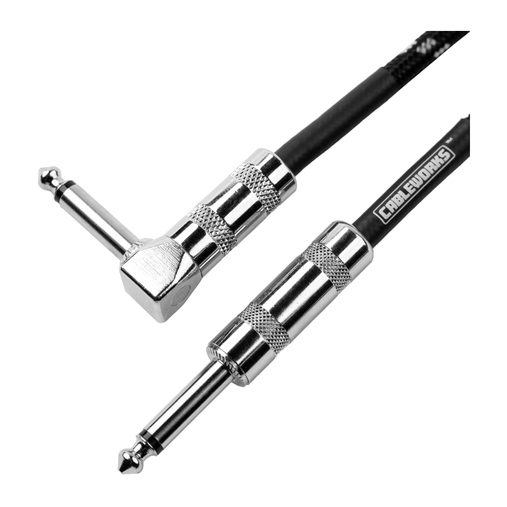Gator Backline Series 10 Foot Strt to RA Braided Instrument Cable, Black and Grey - view 6