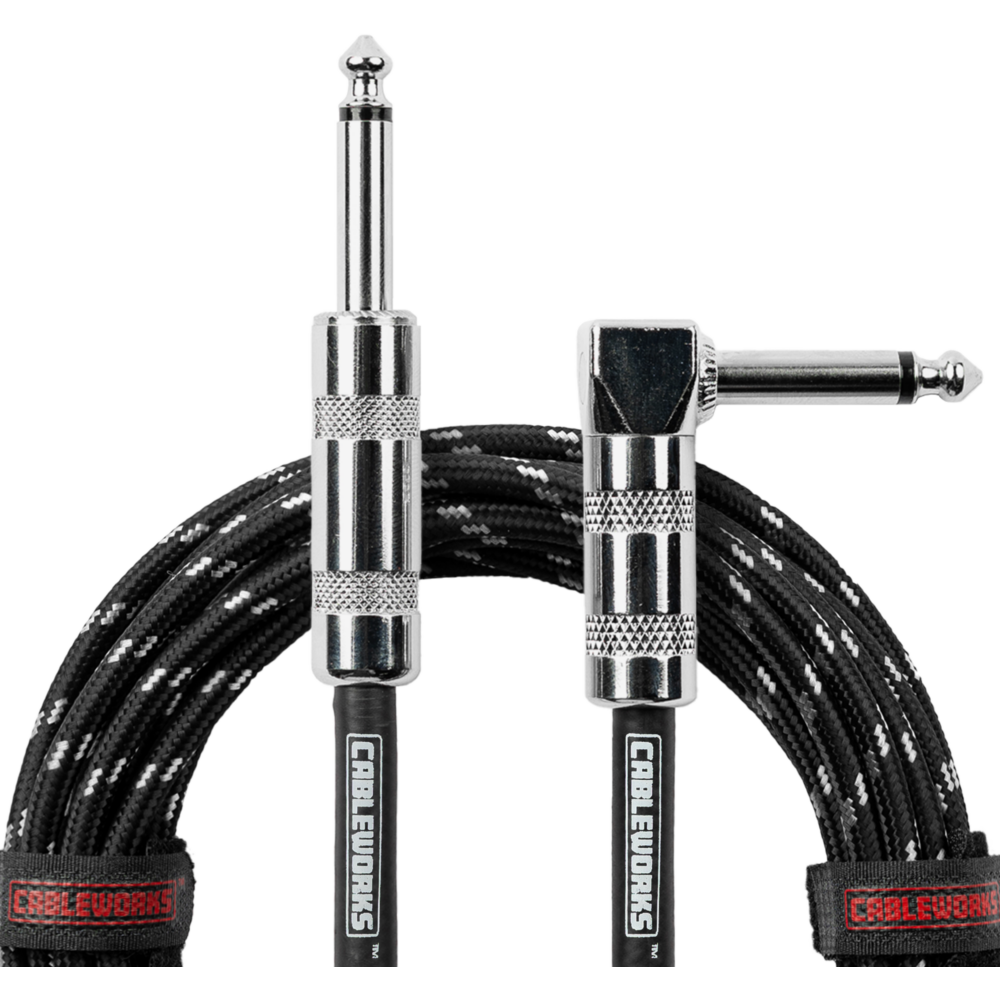 Gator Backline Series 10 Foot Strt to RA Braided Instrument Cable, Black and Grey - view 8