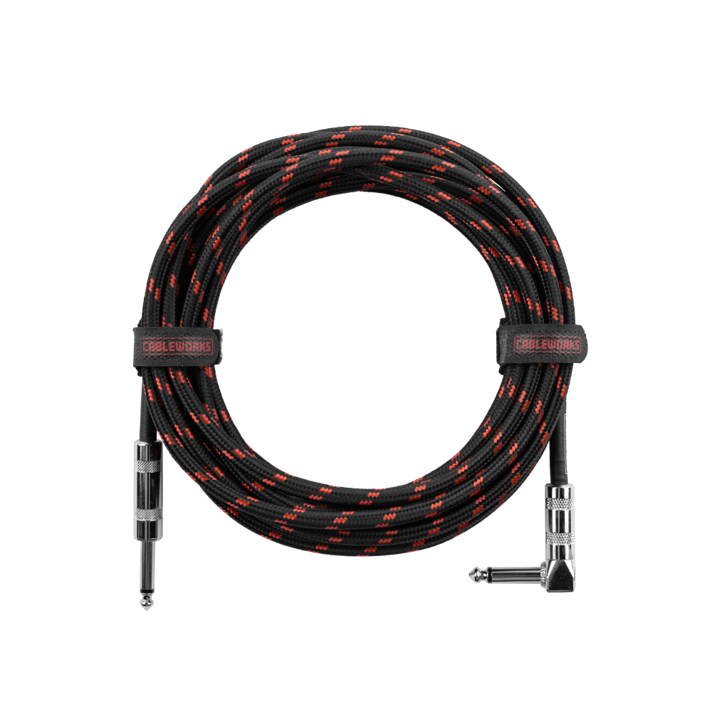 Gator Backline Series 10 Foot Strt to RA Braided Instrument Cable, Black/Red - view 2