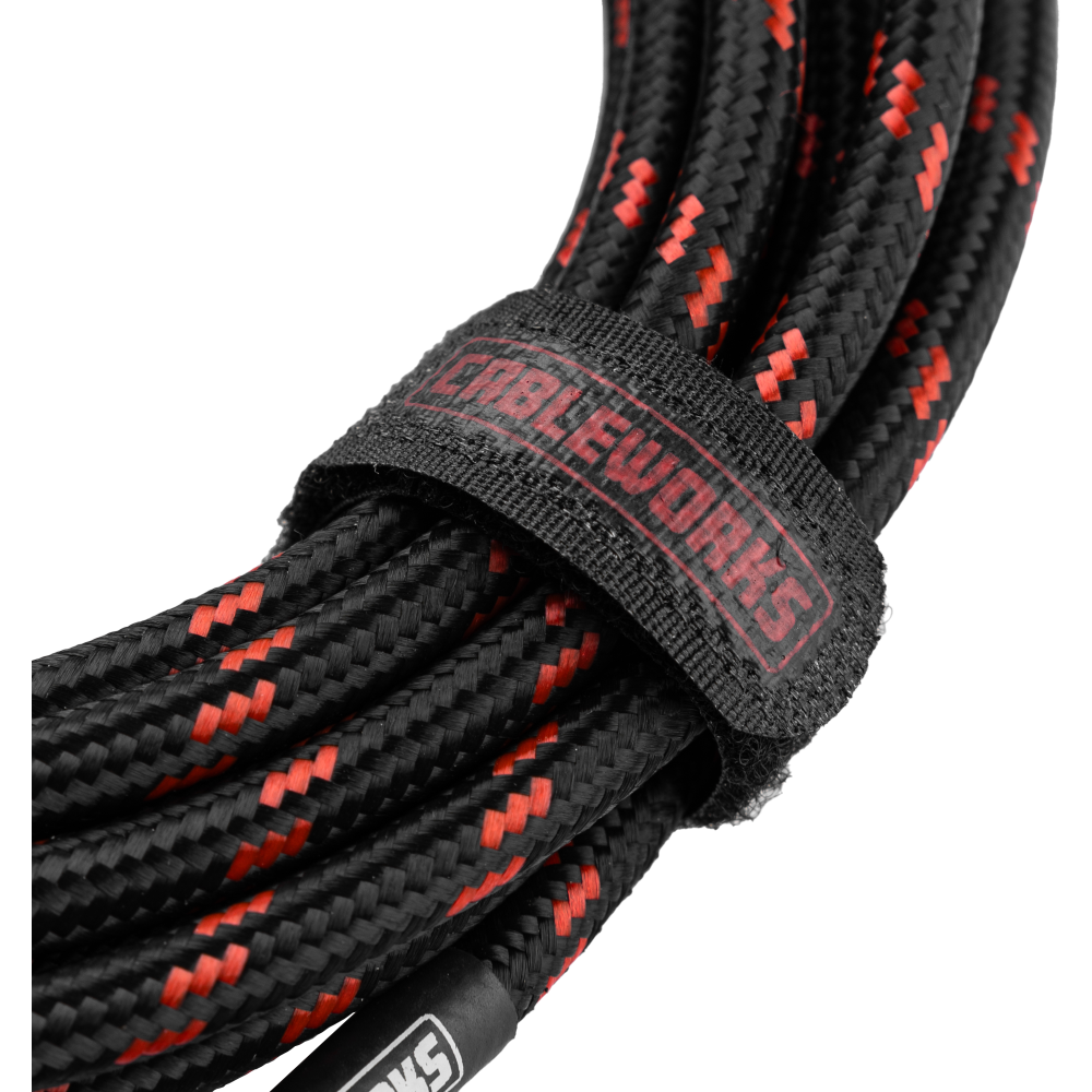Gator Backline Series 10 Foot Strt to RA Braided Instrument Cable, Black/Red - view 3