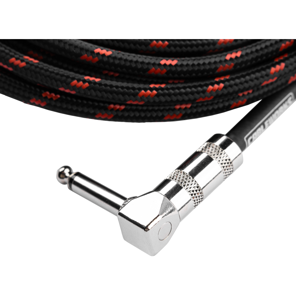 Gator Backline Series 10 Foot Strt to RA Braided Instrument Cable, Black/Red - view 4