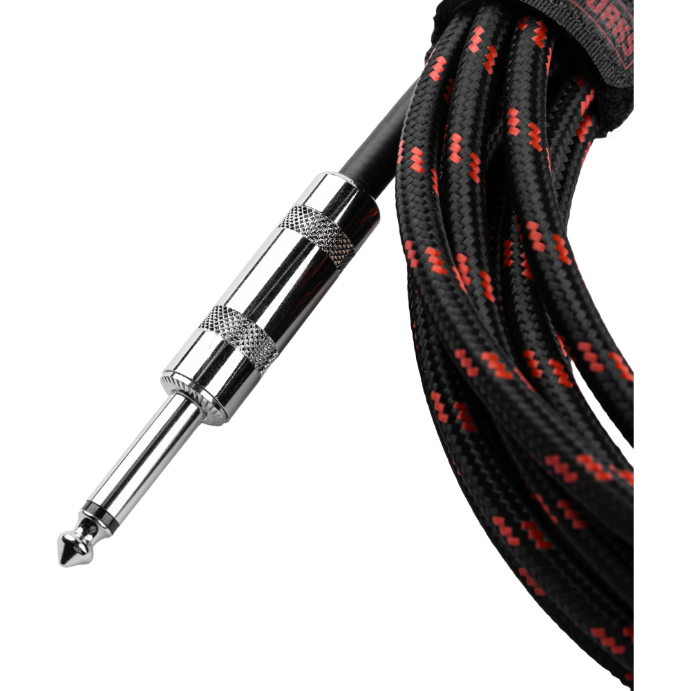 Gator Backline Series 10 Foot Strt to RA Braided Instrument Cable, Black/Red - view 5