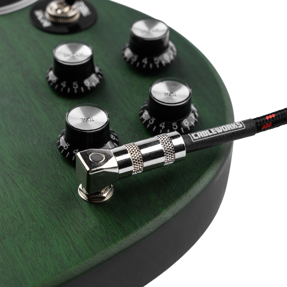 Gator Backline Series 10 Foot Strt to RA Braided Instrument Cable, Black/Red - view 8