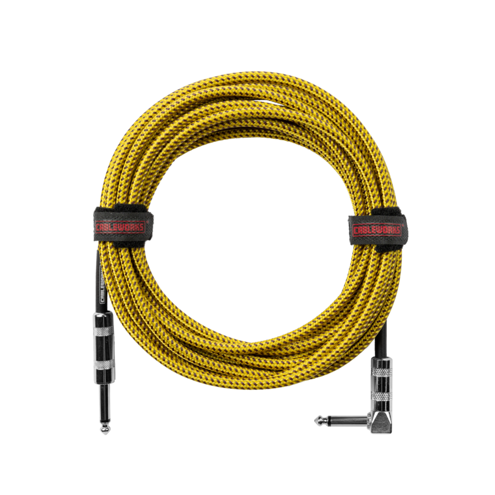 Gator Backline Series 10 Foot Strt to RA Braided Instrument Cable, Brown/Yellow - view 2
