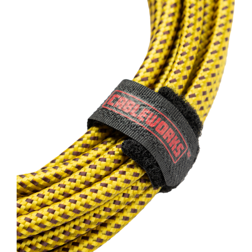 Gator Backline Series 10 Foot Strt to RA Braided Instrument Cable, Brown/Yellow - view 3