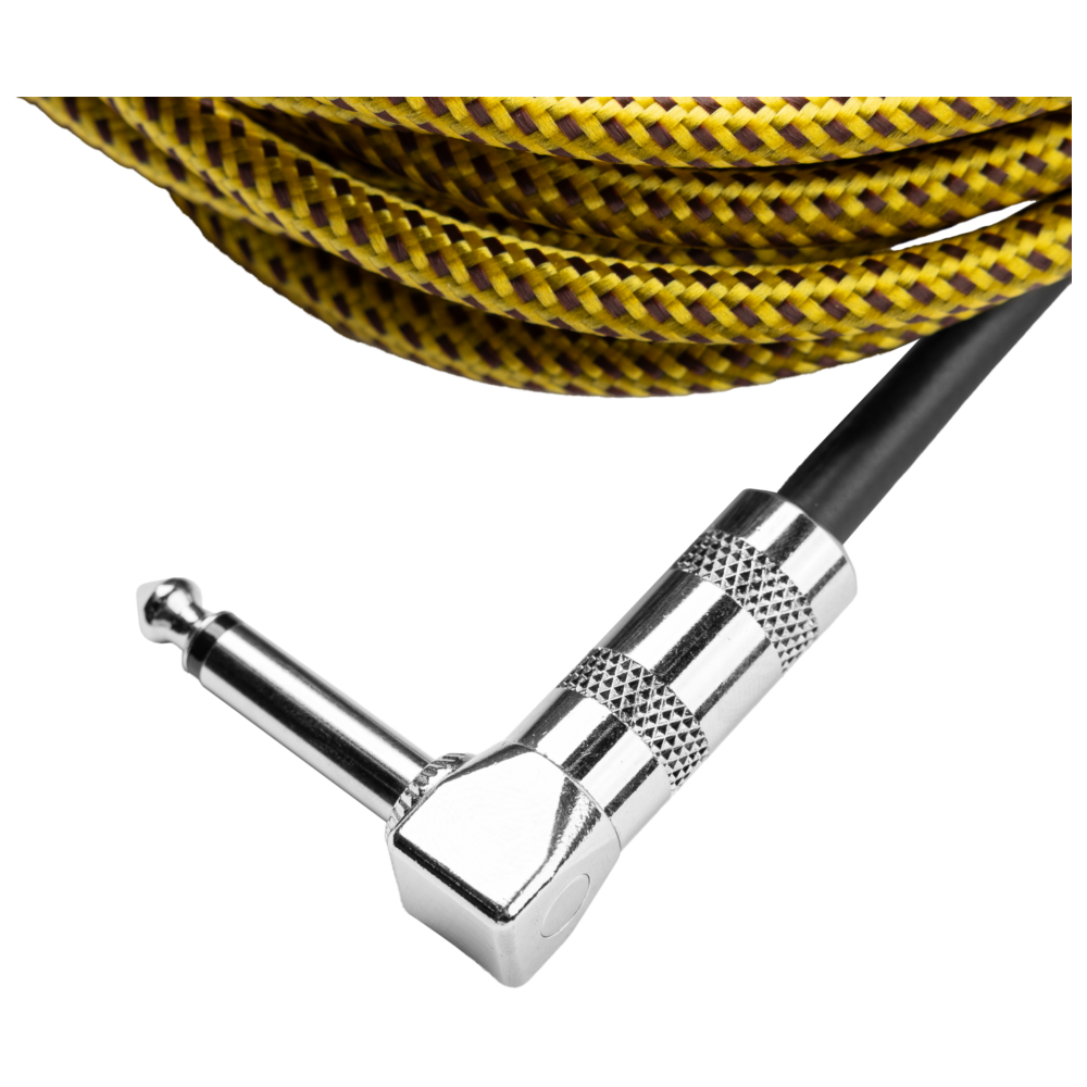 Gator Backline Series 10 Foot Strt to RA Braided Instrument Cable, Brown/Yellow - view 4