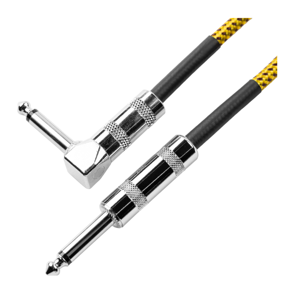Gator Backline Series 10 Foot Strt to RA Braided Instrument Cable, Brown/Yellow - view 6