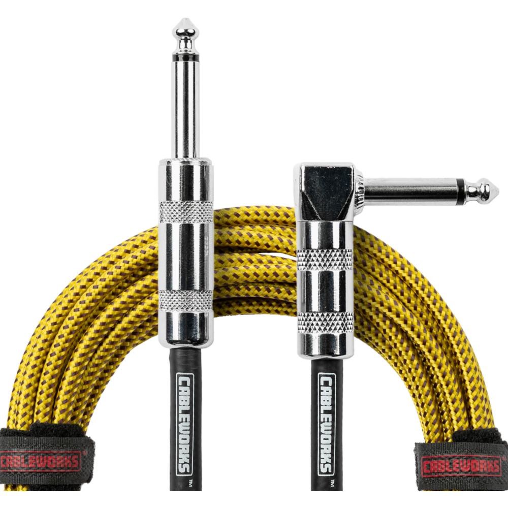 Gator Backline Series 10 Foot Strt to RA Braided Instrument Cable, Brown/Yellow - view 8