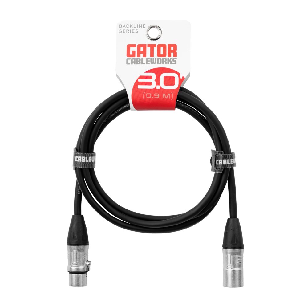 Gator GCWB-XLR-03 Backline XLR Microphone Cable, 3 Foot
