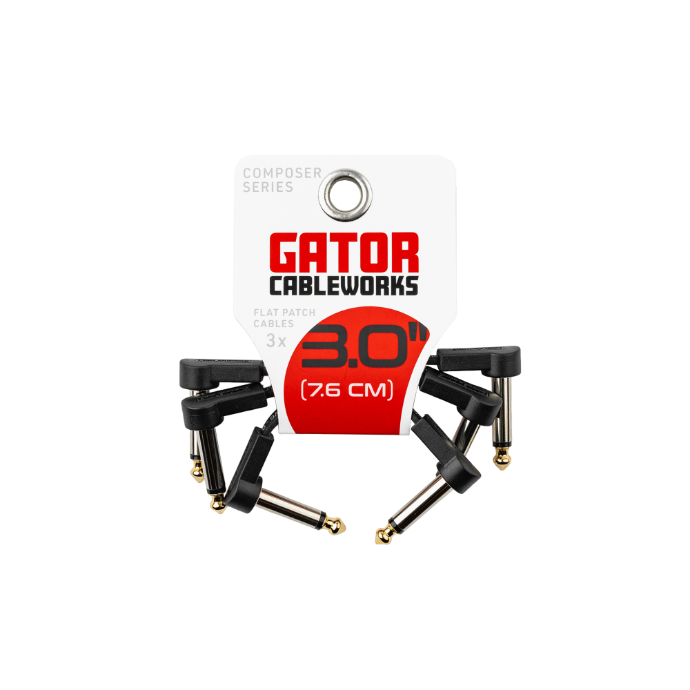 Gator 3-Pack of Composer Series Flat Patch Cable, 3 in
