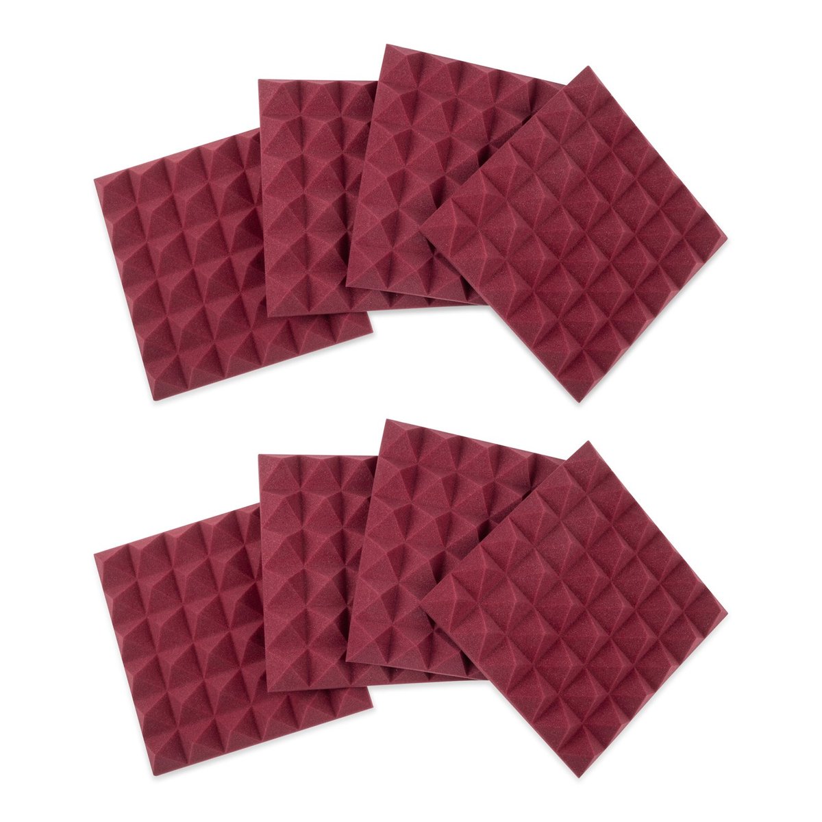 Gator 8 Pack of Burgundy 12x12" Acoustic Pyramid Panel product image