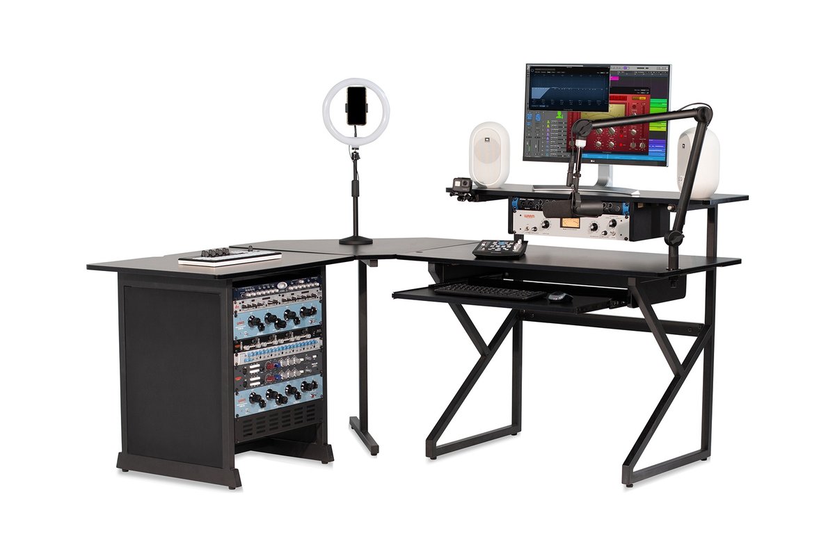 Gator Desk Set with Main Desk, Corner, Rack - BLK