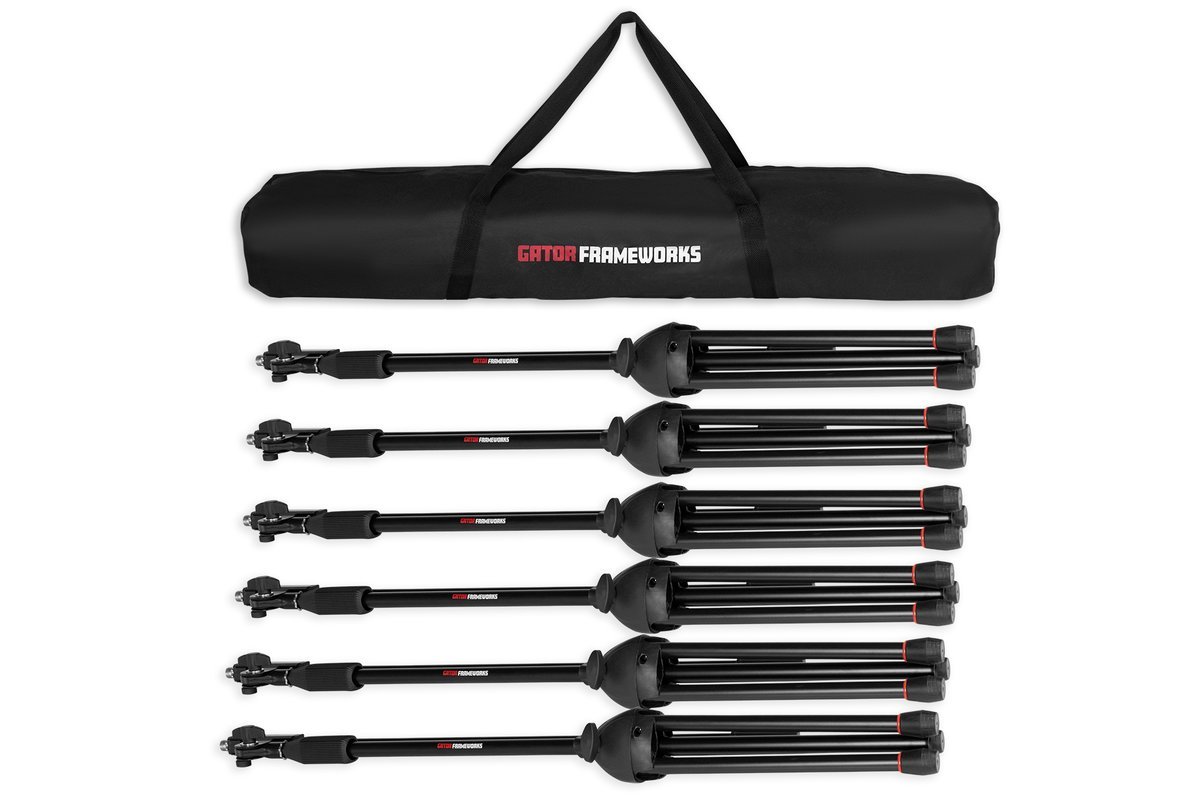 Gator 6-Pack of Mic Stands with Carry Bag