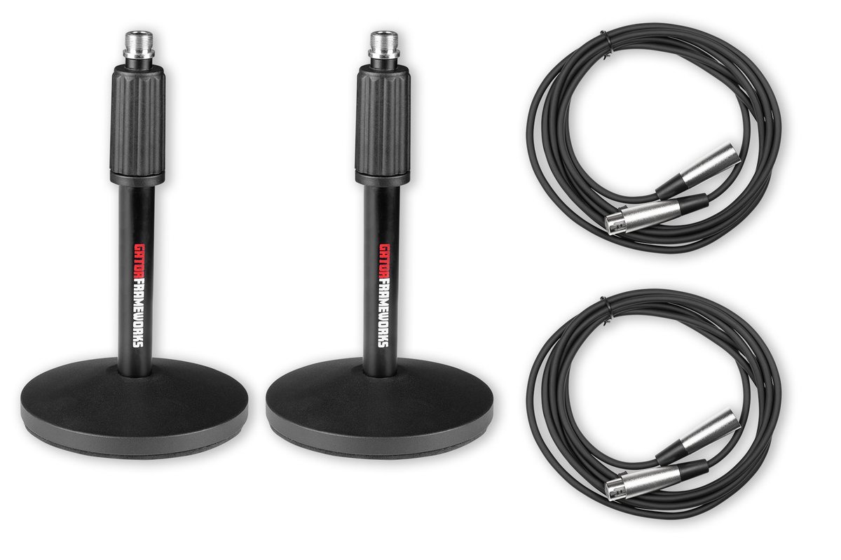 Gator Frameworks (x2) Desktop Mic Stands and (x2) 10-ft XLR Cables product image