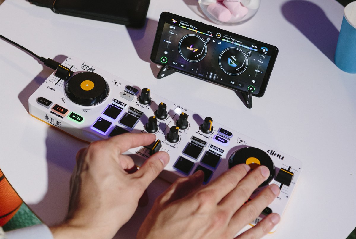 Hercules DJ Control Mix Bluetooth DJ Controller for Smartphones