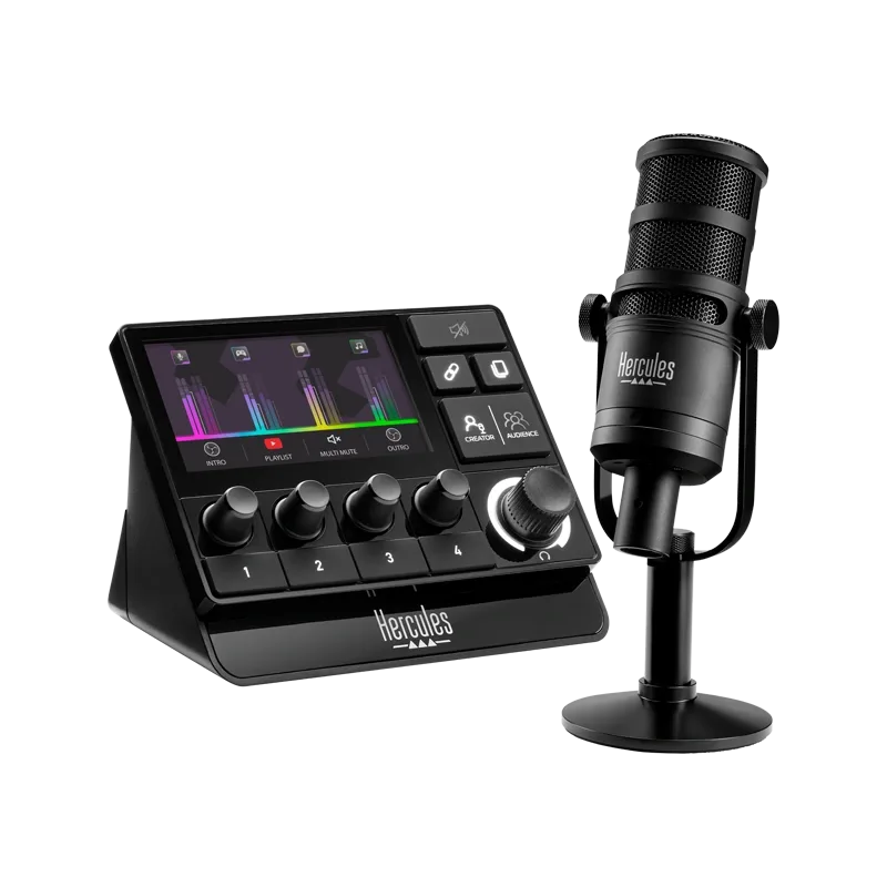 Hercules Stream Essentials Kit Audio Controller and XLR Microphone Bundle