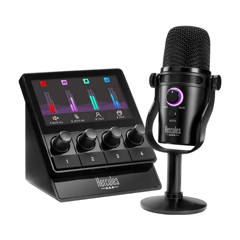 Hercules Stream Starter Kit Audio Controller and USB Microphone Bundle