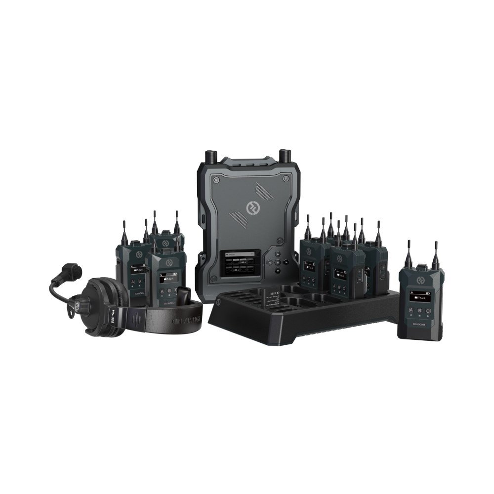 Hollyland Solidcom M1-4B-DH Full-Duplex Wireless Intercom, 4 Beltpacks, Dual-Ear Headsets product image