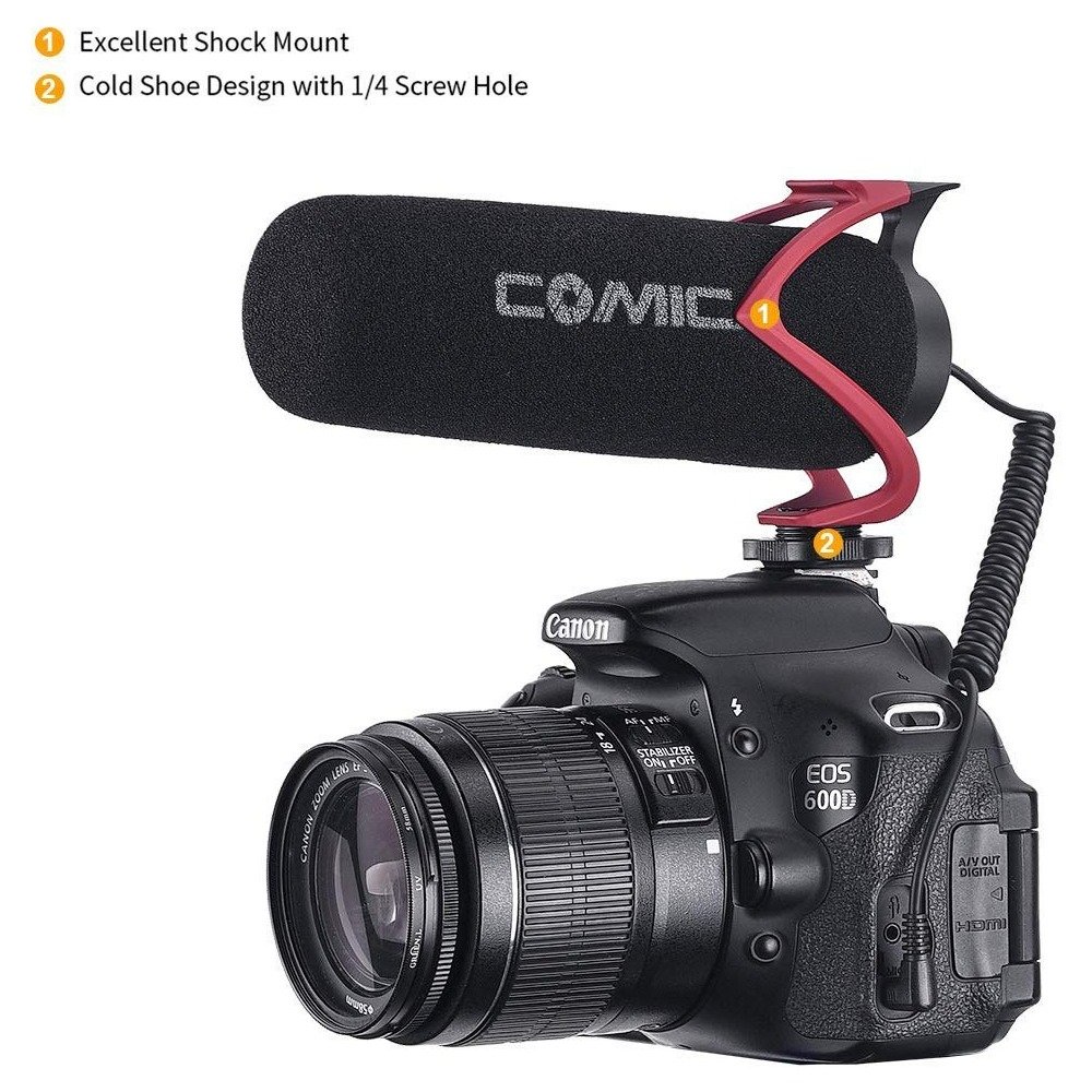 Ikan CVM-V30-LITE-R Directional On-Camera Shotgun Microphone (Red) (CoMica) - view 2